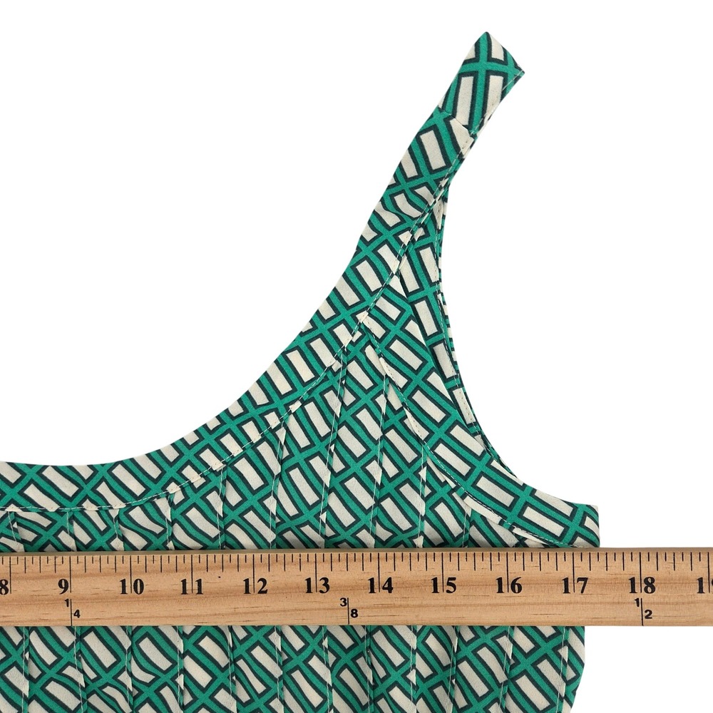 Banana Republic Maxi Dress 6 Green Geometric Pleated Pockets Flowy Summer - Picture 5 of 12